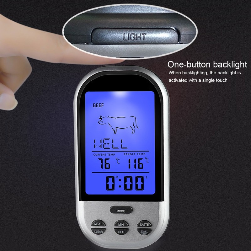 Wireless Electronic Digital Food Meat Thermometer with Probe for Grilling