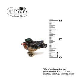 Little Critterz Duck - Wood Duck Bob - Multicolour Home Decor Bird Miniature Porcelain Figurine