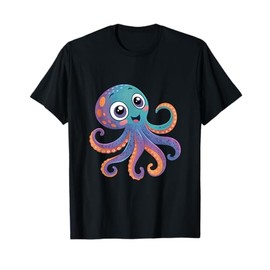 Cute Cartoon Octopus Character Kids Ocean Animal Art T-Shirt