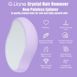 G.Liane Crystal Hair Eraser,Painless Glass Hair Removal Device,Magic Crystal Hair Remover Stone,Reusable Epilator for Women and Men (Purple)