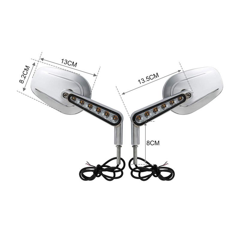 TCMT Pair of Motorcycle Chrome Rear View Mirrors Fits For