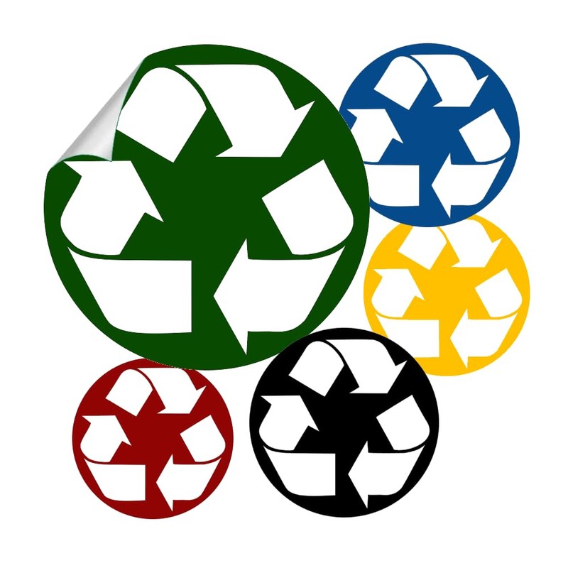 Recycle Bin Vinyl Decal Labels Design #1 Adhesive Recycling Stickers