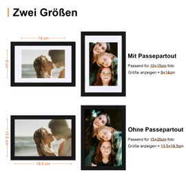 Spotjoy Picture Frame 15 x 20 cm Wooden Frame Poster Frame with Mounts MDF Frame Set of 3 Black