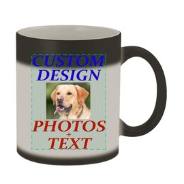 Custom Printed 11oz Ceramic Magic Color Changing Mug CP06, Matte Black