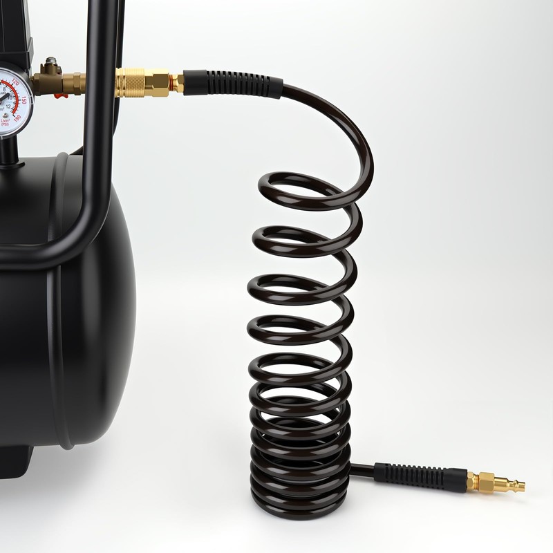 GASHER Black 1/4" x 10FT Polyurethane Recoil Air Hose with