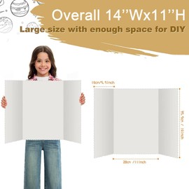 Tri-fold Presentation School Project Display Board,Foldable Poster Board 56 x 35.5 cm, White, Pack of 4