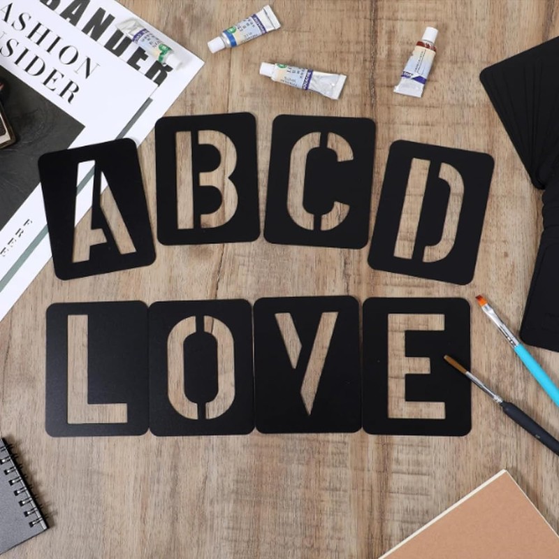 CHENLONB Set of 42 Reusable Washable Stencils Alphabet Number Templates
