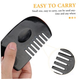 Baluue Natural Horn Mini Massage Hair Comb for Women Portable Black Six Tooth Scalp Massager with Fine Teeth Smooth Hair Smoothing