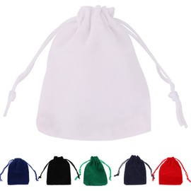 Trimming Shop 10 Pieces Velvet Drawstring Bags - Small White Velvet Gift Bags for Wedding Party Jewelry Bags for Christmas Birthday Anniversary Party Supplies DIY Crafts 7 x 9 cm