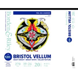 Borden & Riley 19" x 24" #120V Bristol Vellum Pad, 157 lb., 20 White Sheets, 1 Pad Each