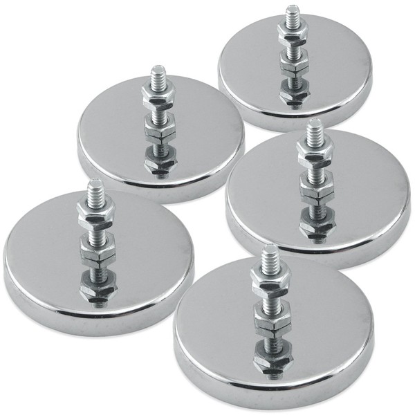 Master Magnetics Round Base Magnet - Magnetic Fastener/Magnets with Holes, 2.04” Diameter, 1.25” Total Height, Holds 35 Pounds (Box of 5) RB50B3NX5
