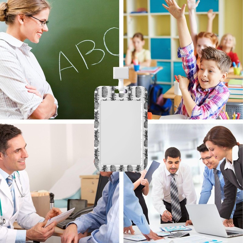 Tropical Theme Pineapple Fruit Pattern Print Reusable ID Card Badge