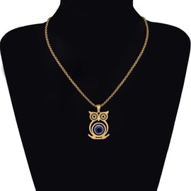 DOWAY Stainless Steel Owl Necklace Pendant Cute 18K Gold Plated Bird Owls Jewellery Gifts for Women Girls, Stainless Steel, No Gemstone