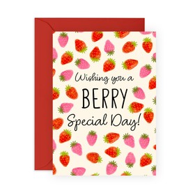 CENTRAL 23 Berry Wish Birthday Card - 'Strawberry Day' - Gifts for Friends, BFF, Aunt, Family, Cousin, Colleagues, Girlfriend, Relatives, Sister - Fruity - Comes with Fun Stickers