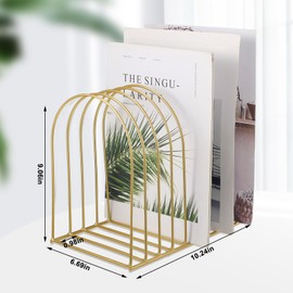 Kosiz 2 Sets Wire File Organizer for Desk 9 Slots Metal File Holder Magazine Folder Mail Desktop Sorter Countertop Folder Stand Racks for Binder Storage School Office Home Photography Prop(Gold)