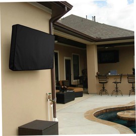LALAFINA Outdoor Tv Cover Protector with Bottom Cover Flexible Screen Protector for Tvs Weatherproof Shield Against Wind Rain and Easy Hook and Loop Closure