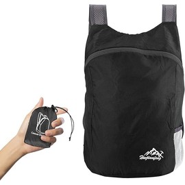 Ultra Lightweight Foldable Backpack,Small Hiking Rucksack,Durable Lightweight Packable Backpack for Men Women,for Outdoor (Black)
