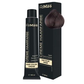 FemMas Hair Colour, Professional Cream Hair Colour with Argan Oil, Keratin & Ceramides, as Permanent Hair Colouring or Tint for Radiant, Durable Colour Results, Medium Blonde Ash 7.11, 100 ml