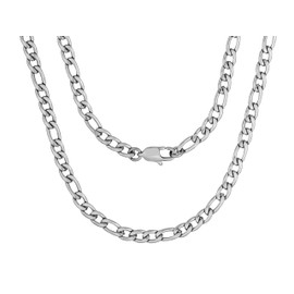 HAQUIL Stainless Steel Figaro Link Chain Necklace, Jewelry Gift for Men and Women 20inch 5mm, 20inch, Stainless Steel, No Gemstone
