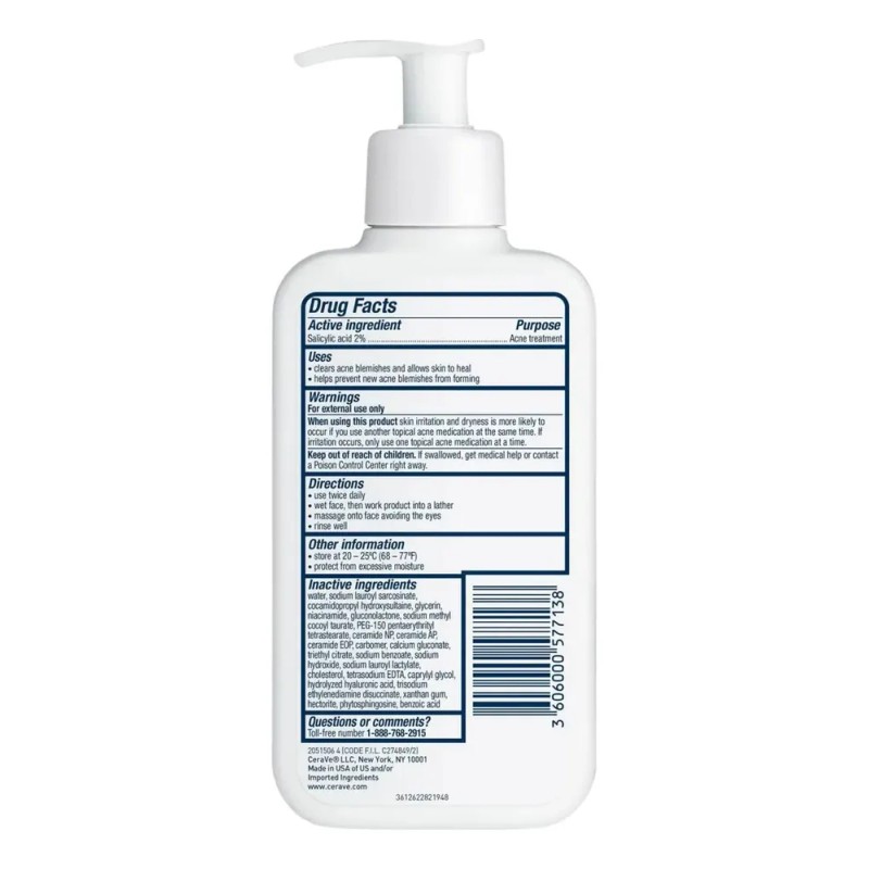 Jabon para la cara Cerave Cleanser Acné en Gel para