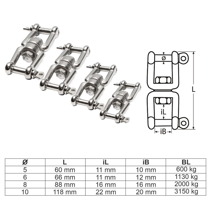 Anchor Swivel/Swivel Shackle/Chain Swivel/Chain Connector/Connector Stainless Steel (Fork Fork, 10