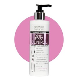 Advanced Clinicals Crema hidratante 10 en 1 anti-encrespamiento para el cabello, con protección contra el calor y el coco y el bambú, fortalecida, des
