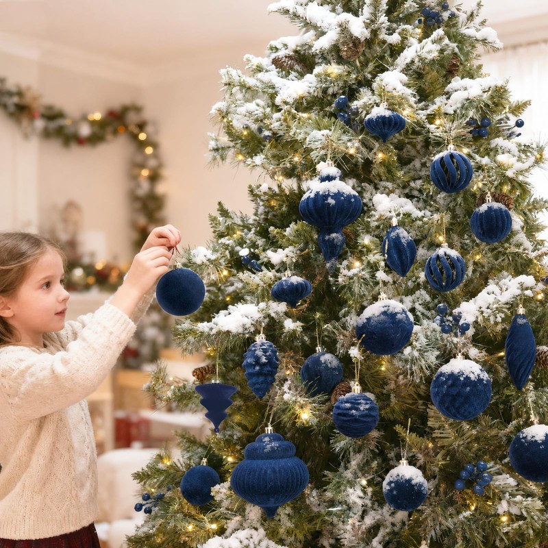 Velvet Hanging Ball Ornaments Set for Christmas Tree