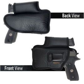 IWB Pistol Holster with Mag Pouch. Eco Leather Holsters for Most Mid & Full Sizes, Glock 17/22, 19/23, S&W, M&P, Beretta 92, RGR with Laser (Left). Universal Pistol Holster by Houston