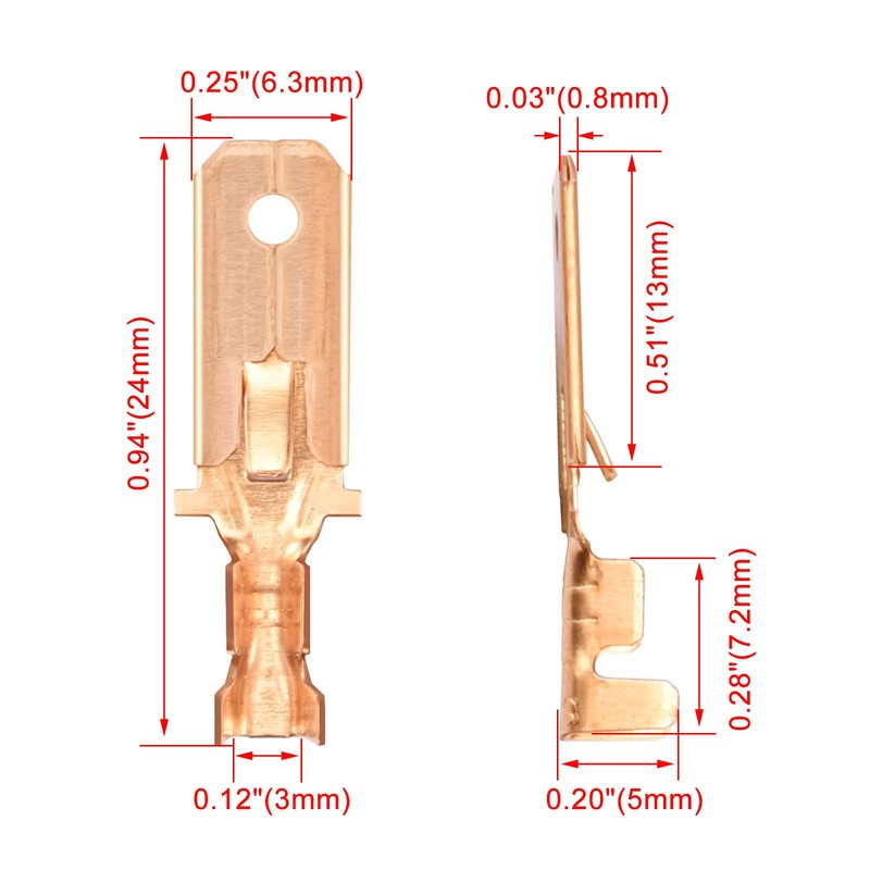 Heschen male spade quick splice crimp terminals 6.3mm crimp connector