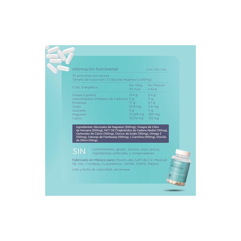 Suplemento Keto y Ayuno con MCT Oil, L-Carnitina y Omega