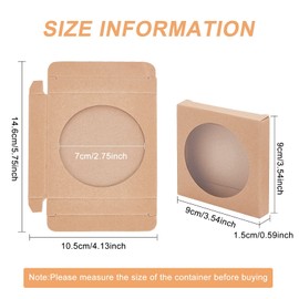 BENECREAT 24 Pack Brown Kraft Paper Boxes with Clear Window 3.5x3.5x0.6" Paper Gift Packaging Boxes for Wedding Party Candy Cookies Favor Treat
