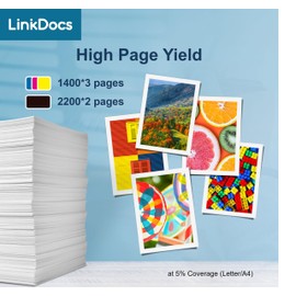 LinkDocs Remanufactured HP 940XL C4906AN, C4907AN, C4908AN, C4909AN Ink Cartridges Used with HP Officejet Pro 8500A 8000 8500 Printer, 5 Pack (2Black 1Cyan 1Magenta 1Yellow)