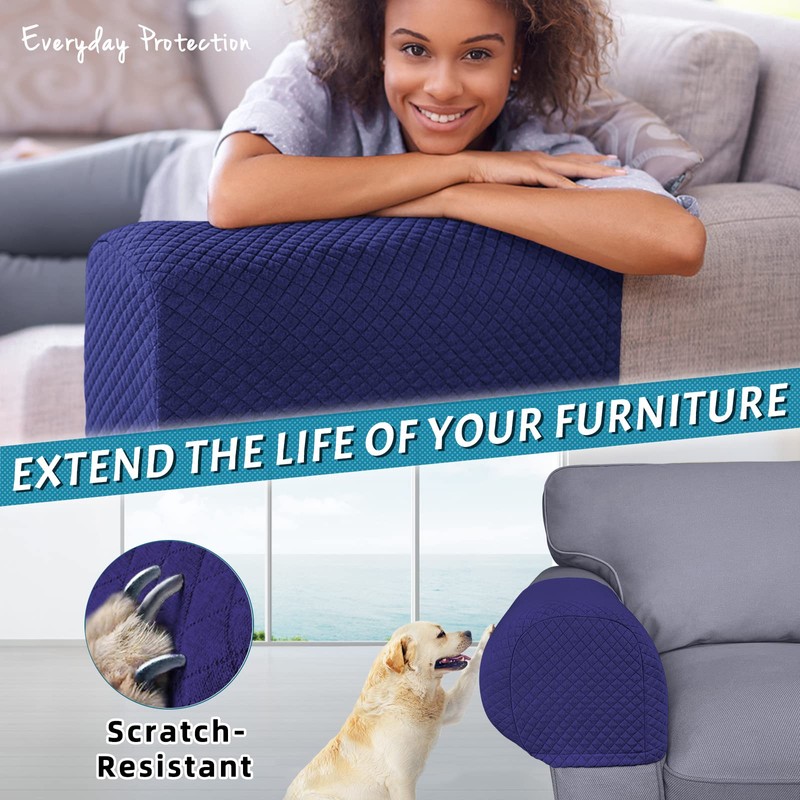 Roytub Stretch Couch Arm Covers, Breathable Armrest Covers for Sofas