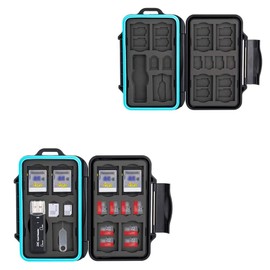 JJC Memory Card Case 27 Slots Carrying Water-Resistant Holder Storage SD SDHC SDXC Micro SD TF Cards with USB 3.0 Memory Card Reader for SD Micro SD & Carabiner & Card Removal Tool