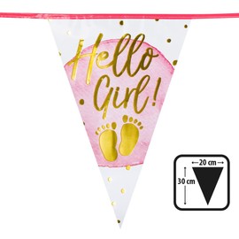 Boland 53230 Hello Girl Bunting, Length 6 m, Multi-Colour, Party Chain, Garland, Flags, Birth Girl, Decoration, Baby Shower