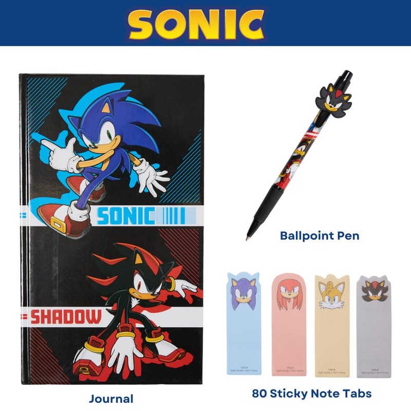 Innovative Designs Sonic Stationery Set for Kids, Sonic Journal, Stickers,