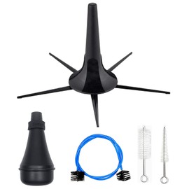 TUOREN 5pcs Trumpet Cleaning Care Kit Portable Trumpet Stand Holder and Mute, Mouthpiece Valve Brush, Flexible Brush Trumpet Wind Instrument Accessory