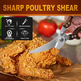 LUPOGRIGIO Kitchen Scissors, Poultry Shears, Poultry Shears Heavy Duty, Heavy Duty Kitchen Shears, Stainless Steel Kitchen Scissors for Turkey, Chicken, Thanksgiving, Christmas Day