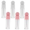SAFIGLE 6pcs Clear Lip Gloss Tubes with Spherical Brush Empty