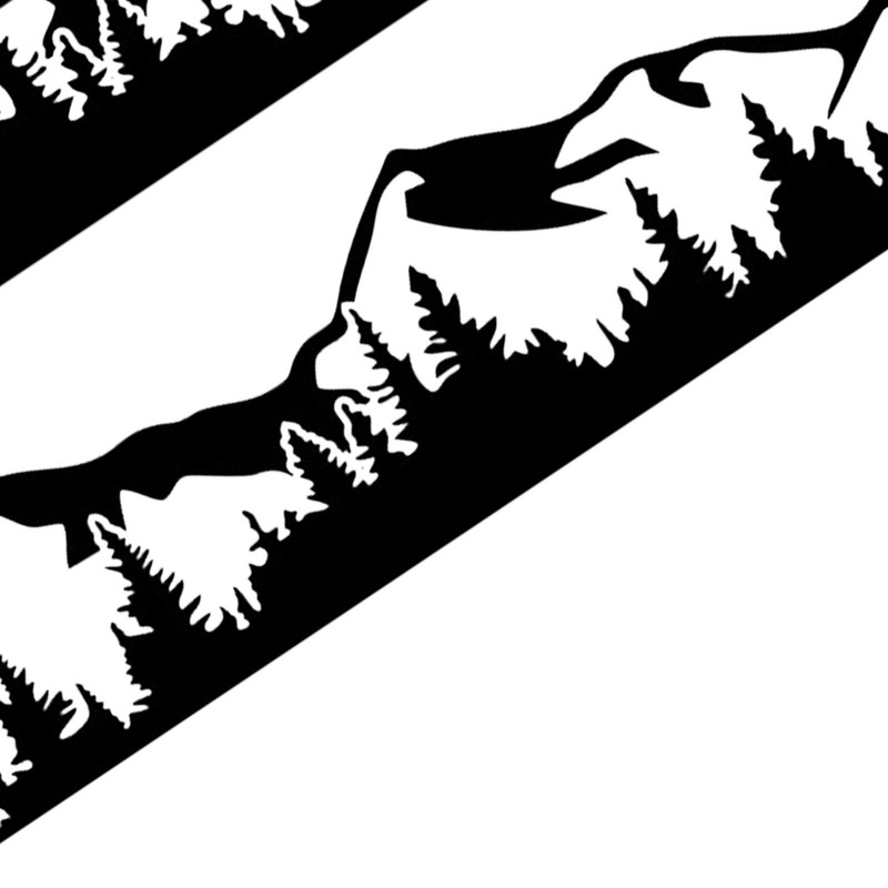 2PCS Car Decal Mountain Tree Forest Pattern Car Side Body