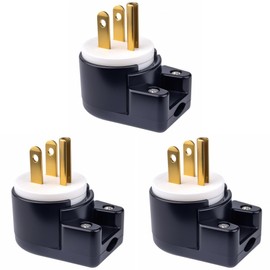 (3Pack) Nema 5-15P15A 125V Electrical Replacement Extension Cord Right Angle AC Plug USA ETL Easy Assembly Male DIY Rewirable 12 Directions Adjustable AC Connector