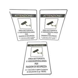 'OEM SYSTEMS Signal PVC Sign of Albenga "Area Sottoposta A VIDEOSORVEGLIANZA – with Video Surveillance Pack of 3)