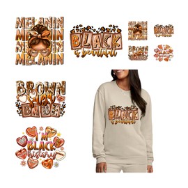 8PCS Black History Month Iron on Transfer Patches Juneteenth Unique DIY Heat Transfer Vinyl Stickers for T-Shirt Clothing Bags Hoodies Heat Press Washable Decoration Applique Decals