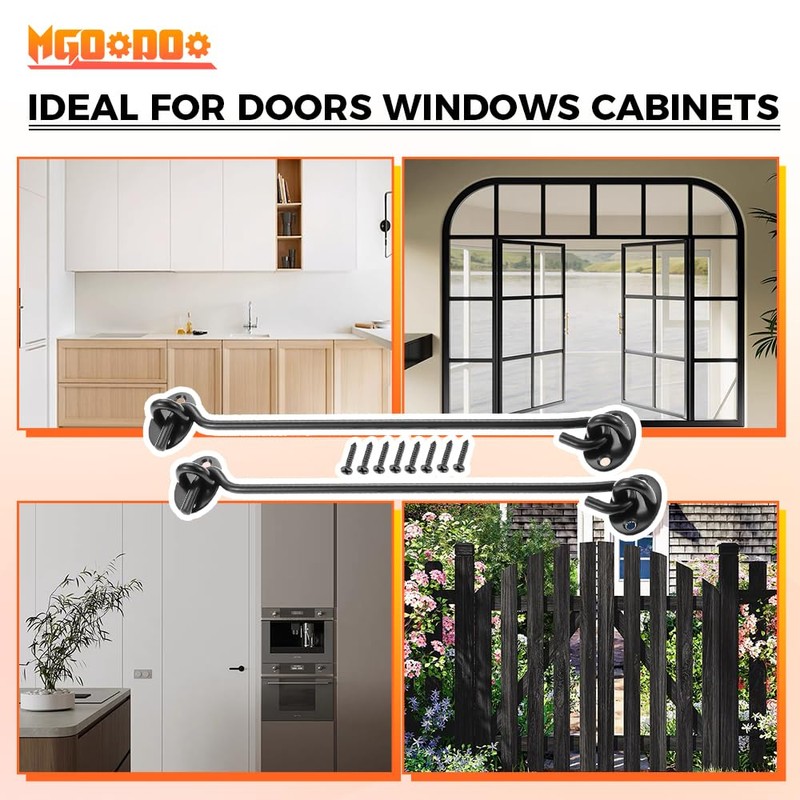 Mgoodoo 14 Inch-350mm Cabin Hook and Eye Latch Lock Shed