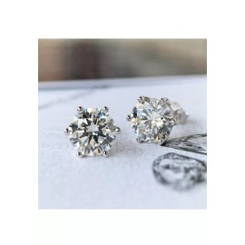 Morf Jewelry Real Moissanite  Earrings 925 Silver Hip Hop Mens Ladies 5mm Only