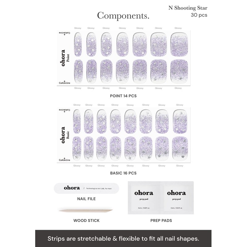 ohora (N Shooting Star) Semi-Cured Gel Nail Strips - Works