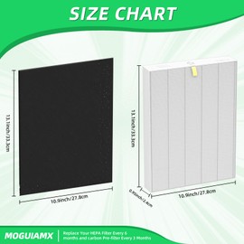 C545 Replacement Filter S Compatible with Winix C545 Air Purifier, Replaces Parts 1712-0096-00 and 2522-0058-00, 2 Pack H13 True HEPA Filter + 8 Activated Carbon Filters