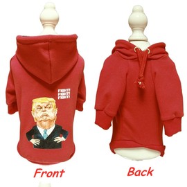 Dog Hoodies for Small Dogs,100% Cotton Small Dog Hoodie with Trump Cartoon Pattern, Dog Sweatshirts for Small Dogs Boy Girl,Frenchie Chihuahua Yorkie Clothes Fall Winter(Red,XL)