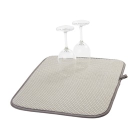 HELOME® 2 x Microfibre Dish Drying Mat for Kitchen - Prevents Stains and Streaks on Glasses - High Absorbency Draining Mat