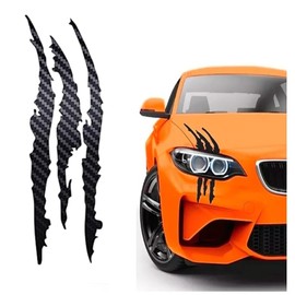 Vmingo Calcomania Sticker Diseño de Arañazo Aesthetic Garra Animal Agresivo Faro Universal Auto | 2pzs Fibra de Carbono
